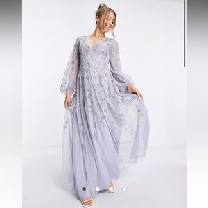 ASOS DESIGN maxi dress with blouson sleeve and delicate floral embellishment